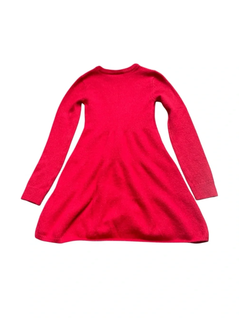 Children's Place Red Knit Long-Sleeve Flared Sweater Dress Rhinestones Size L